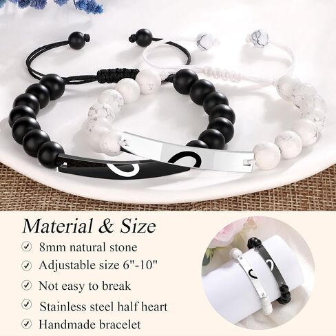 JoycuFF Matching Bracelets for Couples, Dad and Daughter, Brother and Sister, Mother and Son Christmas Birthday Valentines Day Gifts for Him Her in Saudi Arabia