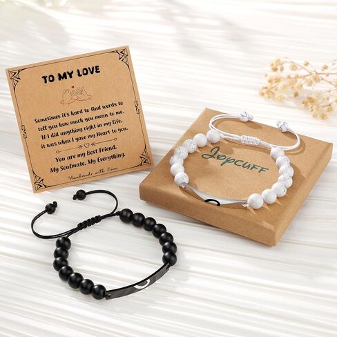 JoycuFF Matching Bracelets for Couples, Dad and Daughter, Brother and Sister, Mother and Son Christmas Birthday Valentines Day Gifts for Him Her in Saudi Arabia