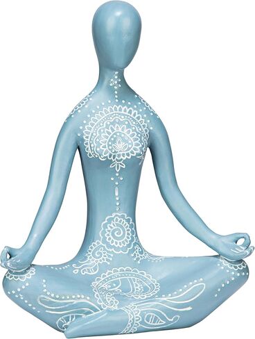 تمثال تمثال للتأمل اليوجا من Design Toscano QL1274 Zen، عرض 20.32 سم، طول 25.4 سم، بوليريسين مصبوب يدويًا، لمسة نهائية باللونين الأزرق والأبيض in Kuwait