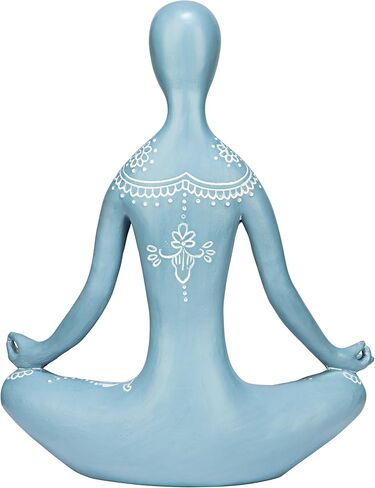 تمثال تمثال للتأمل اليوجا من Design Toscano QL1274 Zen، عرض 20.32 سم، طول 25.4 سم، بوليريسين مصبوب يدويًا، لمسة نهائية باللونين الأزرق والأبيض in Kuwait