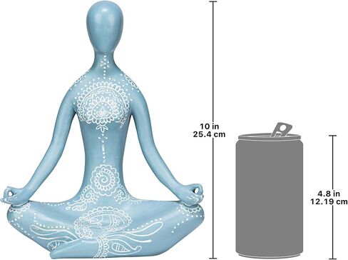 تمثال تمثال للتأمل اليوجا من Design Toscano QL1274 Zen، عرض 20.32 سم، طول 25.4 سم، بوليريسين مصبوب يدويًا، لمسة نهائية باللونين الأزرق والأبيض in Kuwait