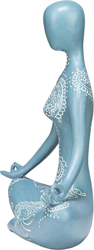 تمثال تمثال للتأمل اليوجا من Design Toscano QL1274 Zen، عرض 20.32 سم، طول 25.4 سم، بوليريسين مصبوب يدويًا، لمسة نهائية باللونين الأزرق والأبيض in Kuwait