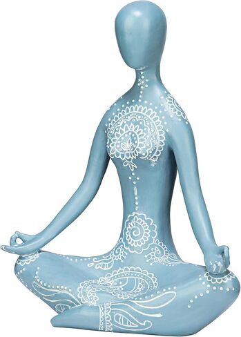 تمثال تمثال للتأمل اليوجا من Design Toscano QL1274 Zen، عرض 20.32 سم، طول 25.4 سم، بوليريسين مصبوب يدويًا، لمسة نهائية باللونين الأزرق والأبيض in Kuwait