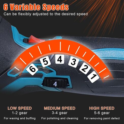 Buffer Polisher, 1200W 7 Inch/6 Inch Car Polisher Set, 6 Variable Speed 1500-3300 RPM, Car Polishers and Buffers with Detachable Handle for Car, Boat Sanding, Polishing, Waxing in Saudi Arabia