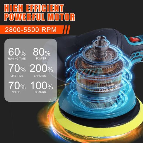 Buffer Polisher, 1200W 7 Inch/6 Inch Car Polisher Set, 6 Variable Speed 1500-3300 RPM, Car Polishers and Buffers with Detachable Handle for Car, Boat Sanding, Polishing, Waxing in Saudi Arabia