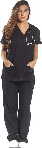Just Love Women's Six Pocket Medical Scrubs Set (V-Neck with Cargo Pant) in Kuwait