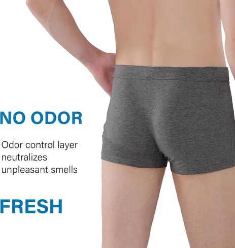 Incontinence Underwear for Men Reusable Adult Leak Proof Bladder Control Protective Brief Absorbency Panties 3 Pack (Black-Gray-Dark Gray, 2XL) in Kuwait