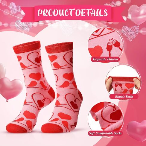 20 Pairs Valentine's Day Cupcake Socks Gifts for Women Heart Print Crew Socks Bulk Valentines Socks for Mothers Day in Kuwait