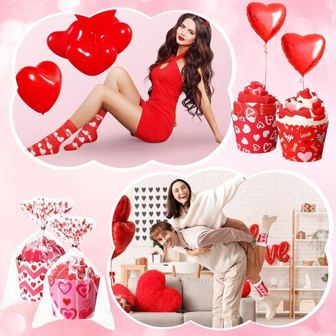 20 Pairs Valentine's Day Cupcake Socks Gifts for Women Heart Print Crew Socks Bulk Valentines Socks for Mothers Day in Kuwait