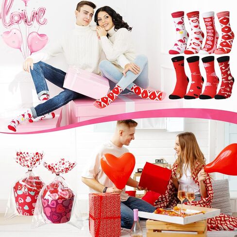 20 Pairs Valentine's Day Cupcake Socks Gifts for Women Heart Print Crew Socks Bulk Valentines Socks for Mothers Day in Kuwait