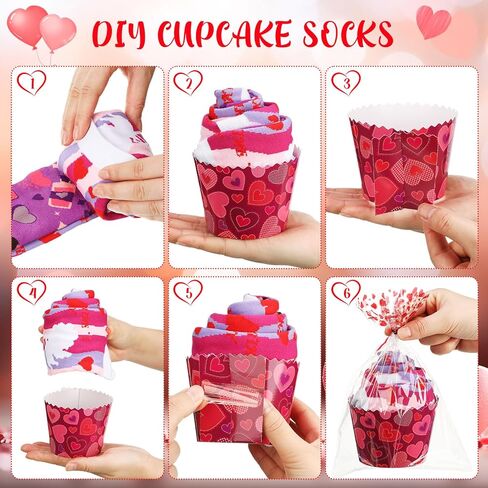 20 Pairs Valentine's Day Cupcake Socks Gifts for Women Heart Print Crew Socks Bulk Valentines Socks for Mothers Day in Kuwait