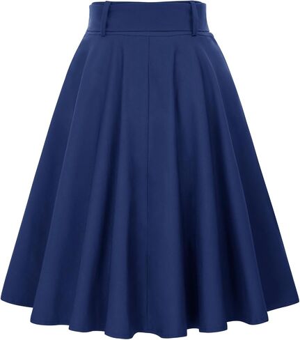 Belle Poque Women's Vintage Skirts High Waisted Flared A-Line Midi Skirt with Belt Pockets & Belts in Saudi Arabia