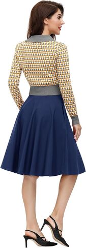 Belle Poque Women's Vintage Skirts High Waisted Flared A-Line Midi Skirt with Belt Pockets & Belts in Saudi Arabia