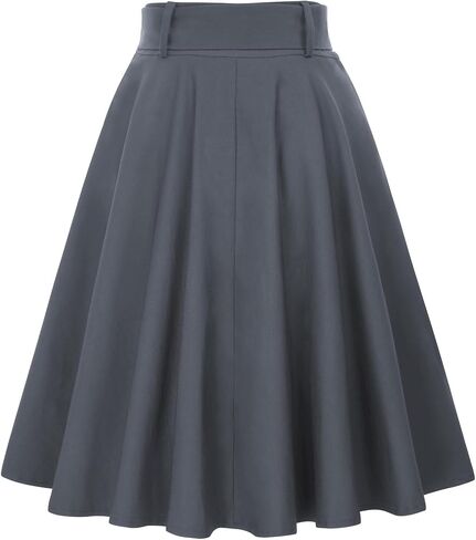 Belle Poque Women's Vintage Skirts High Waisted Flared A-Line Midi Skirt with Belt Pockets & Belts in Saudi Arabia