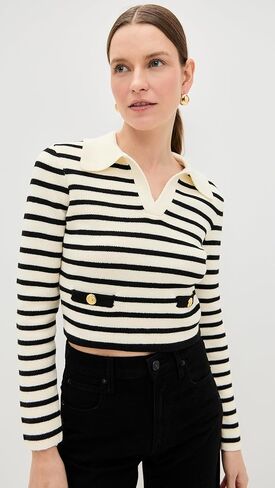 endless rose Women's Striped Knit Collared Sweater in Saudi Arabia