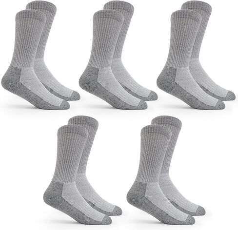 Fruit of the Loom Work Socks for Men - Cotton Crew Socks 5 Pack - Thick Cushioned Boot Socks, Heavy Duty, Shoe Size 6-12 in Kuwait