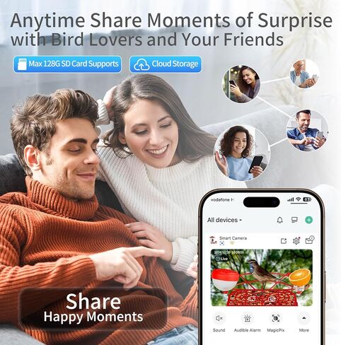 وحدة تغذية الطيور الذكية بتقنية الذكاء الاصطناعي مع كاميرا تعمل بالطاقة الشمسية، وحدة تغذية الطيور Camii المزودة بكاميرا عالية الدقة 2K، تلتقط كل طائر وتأتي وتعرف على أكثر من 10000 نوع من الطيور، ومقاطع فيديو الطيور على متجر السحابة ومراقبة الطيور على اله in Kuwait