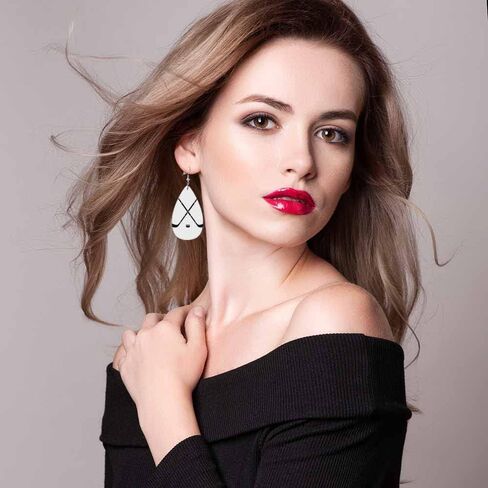 Earrings for Women Teardrop Dangle Faux Leather Earrings Holiday Earrings in Kuwait