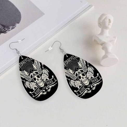 Earrings for Women Teardrop Dangle Faux Leather Earrings Holiday Earrings in Kuwait