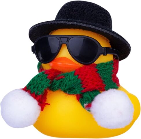Car Rubber Duck, Cute Winter Duck Car Dashboard Decorations for Cool Car Accessories with Mini Top Hat, Sunglasses, and Scarf(B18) in Saudi Arabia