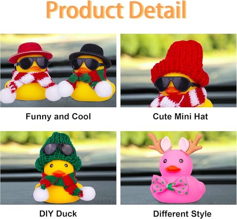 Car Rubber Duck, Cute Winter Duck Car Dashboard Decorations for Cool Car Accessories with Mini Top Hat, Sunglasses, and Scarf(B18) in Saudi Arabia