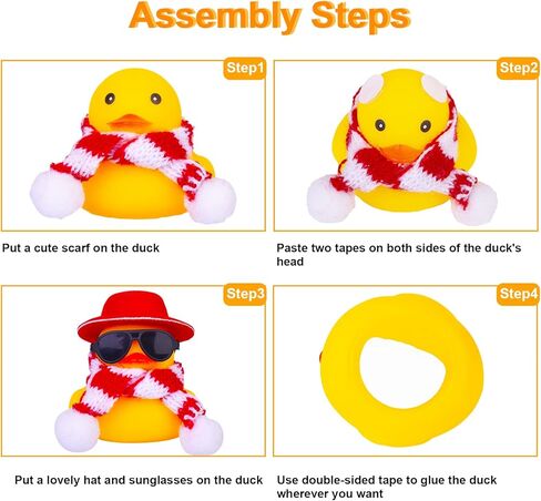Car Rubber Duck, Cute Winter Duck Car Dashboard Decorations for Cool Car Accessories with Mini Top Hat, Sunglasses, and Scarf(B18) in Saudi Arabia