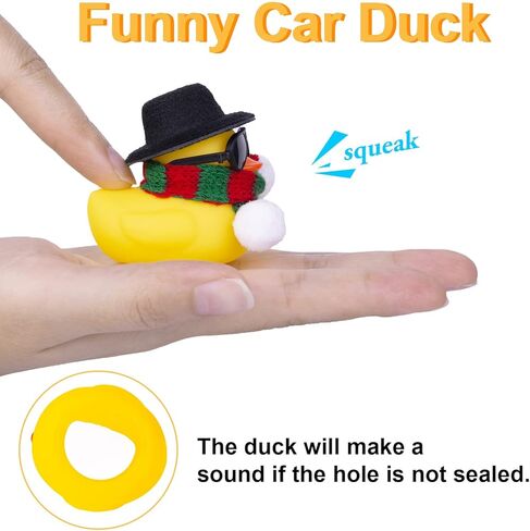 Car Rubber Duck, Cute Winter Duck Car Dashboard Decorations for Cool Car Accessories with Mini Top Hat, Sunglasses, and Scarf(B18) in Saudi Arabia