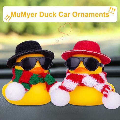 Car Rubber Duck, Cute Winter Duck Car Dashboard Decorations for Cool Car Accessories with Mini Top Hat, Sunglasses, and Scarf(B18) in Saudi Arabia