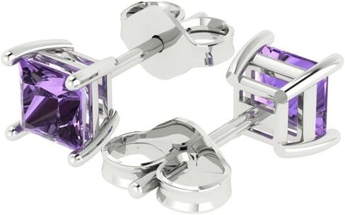 2.0 ct Brilliant Princess Cut Solitaire Studs Alexandrite 14k White Gold Desginer Affordable Earrings Push back in Saudi Arabia
