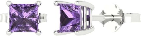 2.0 ct Brilliant Princess Cut Solitaire Studs Alexandrite 14k White Gold Desginer Affordable Earrings Push back in Saudi Arabia
