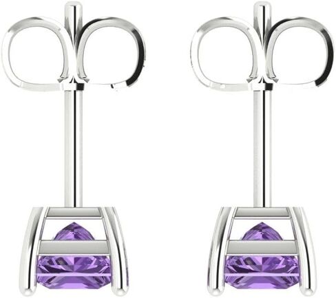 2.0 ct Brilliant Princess Cut Solitaire Studs Alexandrite 14k White Gold Desginer Affordable Earrings Push back in Saudi Arabia