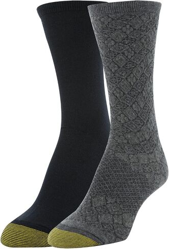Gold Toe Women's Little Black Vatican and Flat Knit Crew Socks, 2 Pairs in Saudi Arabia