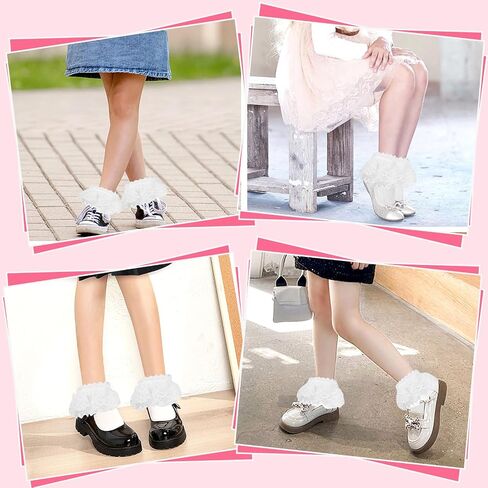 White Lace Socks 1 Pair Lace Socks for Women Ankle Ruffle Socks with Bows Lolita Socks with Bow Women Lace Ruffle Frilly Ankle Socks with Bow Soft Knit Lolita Princess Socks for Girls (White) in Saudi Arabia