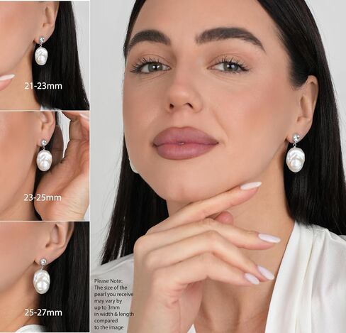LILY LUSTER 14k مطلية بالذهب 925 الفضة الاسترليني مختارة بعناية AAAA جودة طبيعية بيضاء المياه العذبة مثقف غير النظامية كرة نارية الباروك اللؤلؤ قطرة تتدلى أقراط الزفاف للنساء in Kuwait