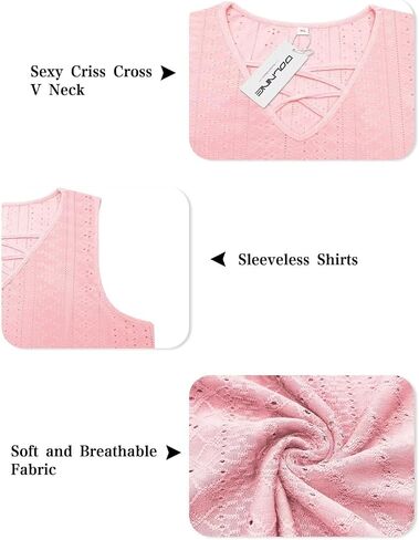 DOLNINE Womens Plus Size Sleeveless Shirts Summer Tank Tops V Neck Criss Cross Tee Tunics in Saudi Arabia