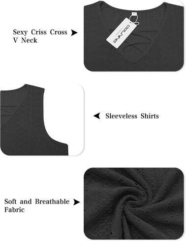 DOLNINE Womens Plus Size Sleeveless Shirts Summer Tank Tops V Neck Criss Cross Tee Tunics in Saudi Arabia