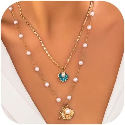 Roe Dolph Layered Necklaces for Women Trendy Gold Necklace Stack Layering Gold Necklaces Coin Cuban Chain Pendant Necklace Gold Jewelry in Saudi Arabia