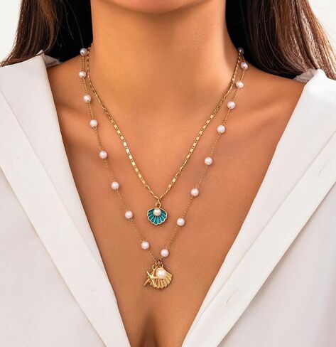 Roe Dolph Layered Necklaces for Women Trendy Gold Necklace Stack Layering Gold Necklaces Coin Cuban Chain Pendant Necklace Gold Jewelry in Saudi Arabia