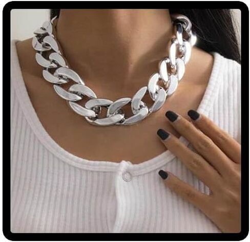 Punk Necklace Acrylic Chunky Chain Cuban Link Chain Hip-Hop Choker Necklaces Jewelry for Women in Saudi Arabia