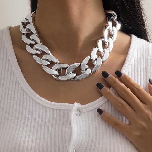Punk Necklace Acrylic Chunky Chain Cuban Link Chain Hip-Hop Choker Necklaces Jewelry for Women in Saudi Arabia