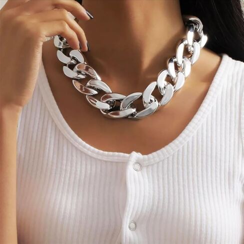 Punk Necklace Acrylic Chunky Chain Cuban Link Chain Hip-Hop Choker Necklaces Jewelry for Women in Saudi Arabia