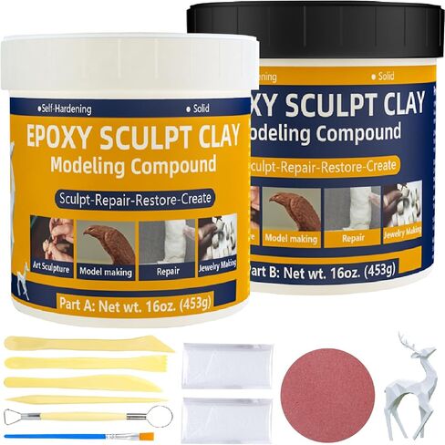 Epoxy Sculpt Clay, 2 Pound White Epoxy Sculpt Pool Putty for Leaks Underwater Self-Hardening Modeling Compound AB High Adhesive Epoxy Putty Magic Sculpt Clay for Sculpting Modeling Repairing Filling in Saudi Arabia