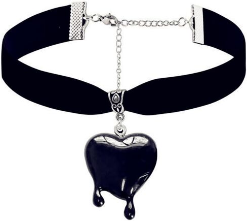 Y2k Dripping Blood Heart Choker Necklace Gothic Punk Vampire Black Red Bleeding Puffy Hearts Velvet Necklace for Women Goth Halloween Party Cosplay Costume Fashion Jewelry Gifts in Saudi Arabia