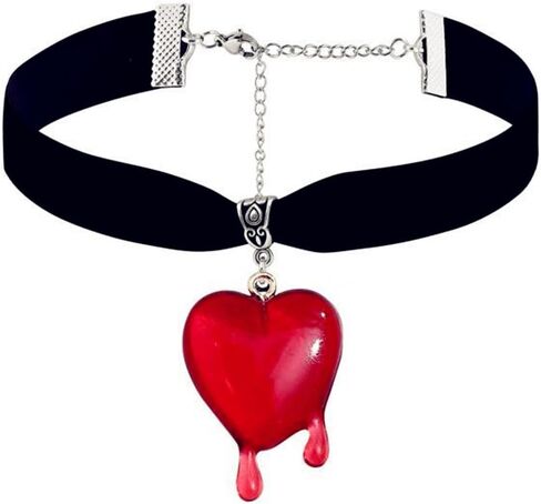 Y2k Dripping Blood Heart Choker Necklace Gothic Punk Vampire Black Red Bleeding Puffy Hearts Velvet Necklace for Women Goth Halloween Party Cosplay Costume Fashion Jewelry Gifts in Saudi Arabia