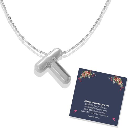 Bubble Letter Necklace Gold Silver Initial Necklace for Women Balloon Alphabet Pendant Necklace Gold Balloon Letter Necklace Silver Initial Charm Necklace Birthday Thanksgiving Christmas Jewelry Gifts in Kuwait