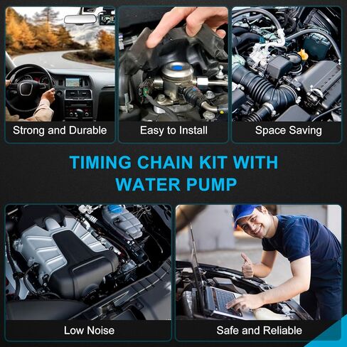 مجموعة سلسلة التوقيت مع مضخة مياه - متوافقة مع 2013-2017 Ford Edge Explorer Flex Police Interceptor Sedan Utility Taurus، من أجل Lincoln MKS MKX 3.5 3.7L استبدال BL3Z-6268-A، AT4Z-6268-A in Kuwait