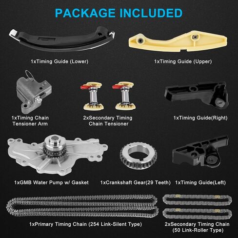 مجموعة سلسلة التوقيت مع مضخة مياه - متوافقة مع 2013-2017 Ford Edge Explorer Flex Police Interceptor Sedan Utility Taurus، من أجل Lincoln MKS MKX 3.5 3.7L استبدال BL3Z-6268-A، AT4Z-6268-A in Kuwait