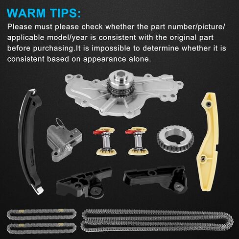 مجموعة سلسلة التوقيت مع مضخة مياه - متوافقة مع 2013-2017 Ford Edge Explorer Flex Police Interceptor Sedan Utility Taurus، من أجل Lincoln MKS MKX 3.5 3.7L استبدال BL3Z-6268-A، AT4Z-6268-A in Kuwait