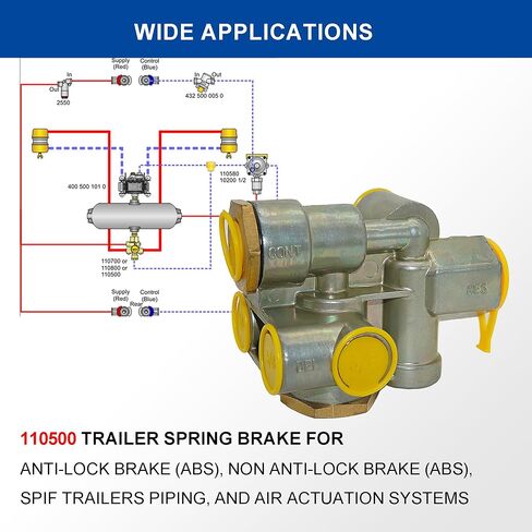 110500 Spring Brake Control Valve - Trailer Brake Priority with 3/8" Ports - Replaces Sealco 110500X, 170.110500, 065438, 51131 - Valve-Spring Brake Control for Truck Trailer Parking Stop in Kuwait