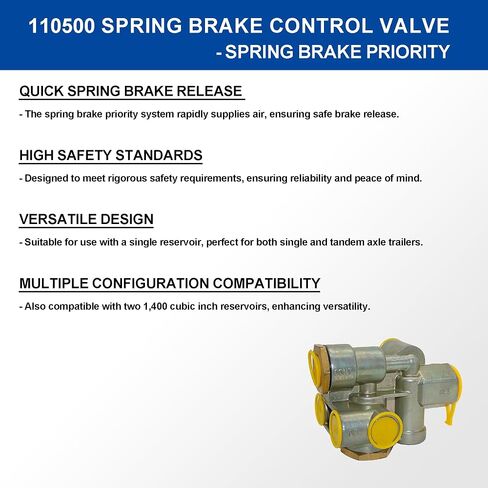 110500 Spring Brake Control Valve - Trailer Brake Priority with 3/8" Ports - Replaces Sealco 110500X, 170.110500, 065438, 51131 - Valve-Spring Brake Control for Truck Trailer Parking Stop in Kuwait